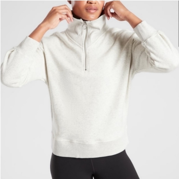 Athleta Cozy Karma 1/4th zip heathered pull over size M - Picture 2 of 9